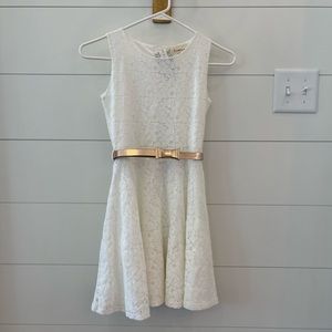 Btween girls size 10 white dress with rose gold belt